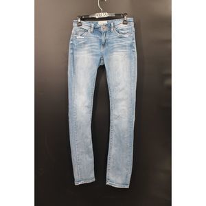 BKE STELLA MID-RISE STRAIGHT 26R BLUE DISTRESSED DENIM JEANS